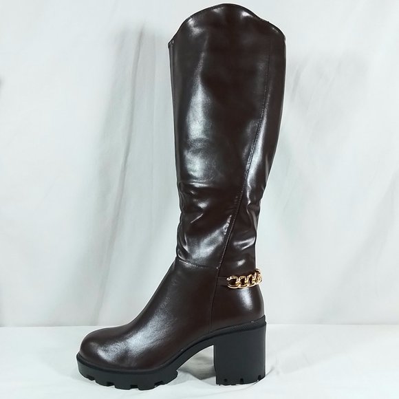 Torgeis Athena Women's Heeled Knee-High Boots - Brown - 10 - Picture 3 of 5